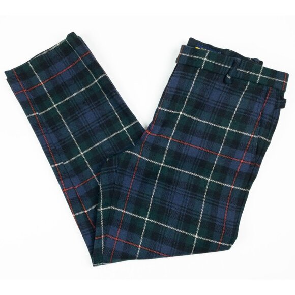 Ralph Lauren Rugby Plaid Wool Dress Pants Mens 34x29 Flat Front Preppy Tartan - Picture 4 of 14
